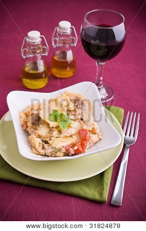 Riz pommes de terre et moules.