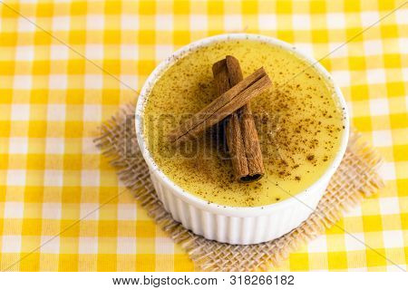 Brazilian Sweet Corn Cream, Dessert, Canjica Or Jimbelê, Dessert Cured Corn Corn Mousse With Cinnamo