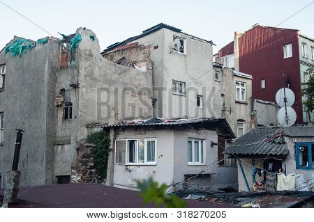 View Of The Old Buildings In Istanbul. Balat District, Turkey