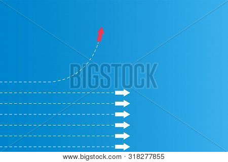 Have Leadership Or Different Concepts With Directions Arrow Red And White Paper And Route Lines On A