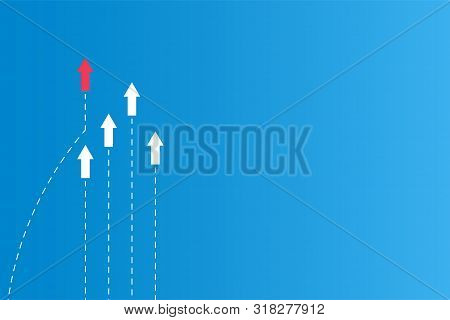 Have Leadership Or Different Concepts With Directions Arrow Red And White Paper And Route Lines On A