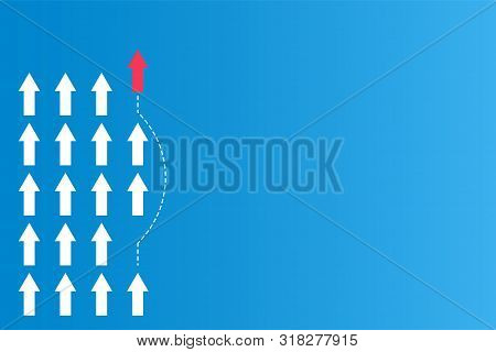 Have Leadership Or Different Concepts With Directions Arrow Red And White Paper And Route Lines On A