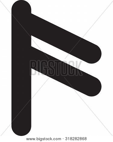 Ancient Scandinavic Rune Ansuz. Viking Futhark Alphabet. Flat Black Line Icon. Graphic Element. Vect