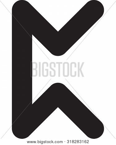 Ancient Scandinavic Rune Pertho. Viking Futhark Alphabet. Flat Black Line Icon. Graphic Element. Vec