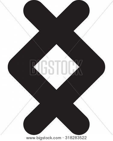 Ancient Scandinavic Rune Ingwaz. Viking Futhark Alphabet. Flat Black Line Icon. Graphic Element. Vec