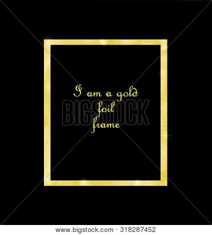 Golden Frame Made Of Glod Foil. Desgin Element For Presentation, Flyer