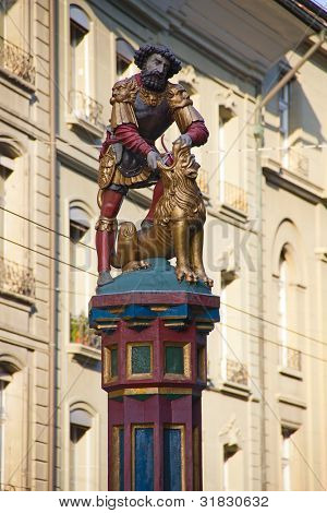 Samson fontána v městě Bern, Švýcarsko