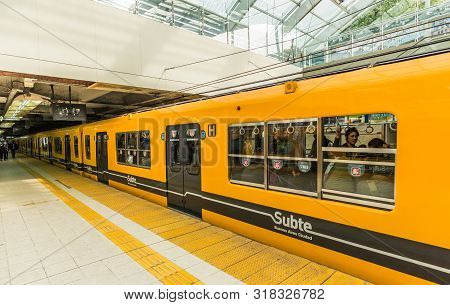 Buenos Aires, Argentina - June 22, 2017: Train At The New Constitucion Station