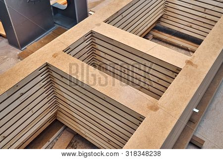Joinery. Wood Door Manufacturing Process. Stacked Door Leafs. Furniture Manufacture.