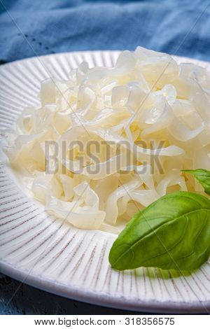White Konjac Shirataki Noodles, Gluten Free And No Fat Diet Vegetarian And Vegan Asian Food