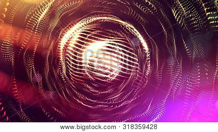 3d Rendering Of Glow Particles That Fly In Air As Science Fiction Of Microcosm Or Macro World Or Sci
