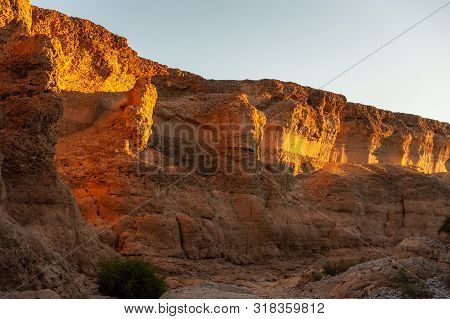 Impression Of Sesriem Canyon, In The Hardap Region Of Namibia, During Sunset.