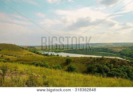 Landscape Overlooking The Shterovskoye Reservoir And The Inactive Shterovskaya Thermal Power Plant.
