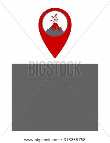 Detailed And Accurate Illustration Of Map Of Wyoming With Volcano Locator