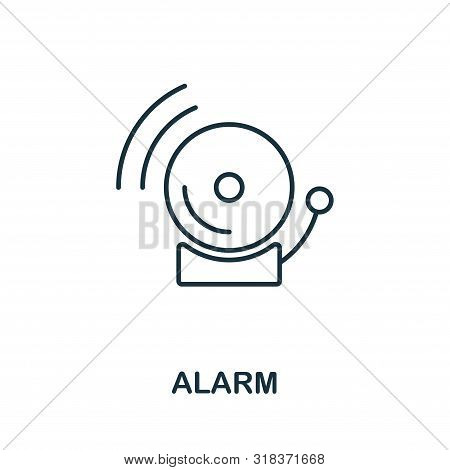 Alarm Thin Line Icon. Creative Simple Design From Security Icons Collection. Outline Alarm Icon For 