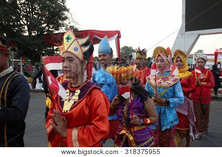 A Parade Of Traditional Cultural Costumes By Young People At The 74th Republic Of Indonesia Annivers