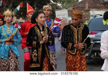 A Parade Of Traditional Cultural Costumes By Young People At The 74th Republic Of Indonesia Annivers