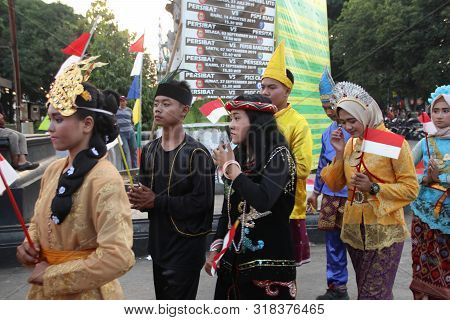 A Parade Of Traditional Cultural Costumes By Young People At The 74th Republic Of Indonesia Annivers