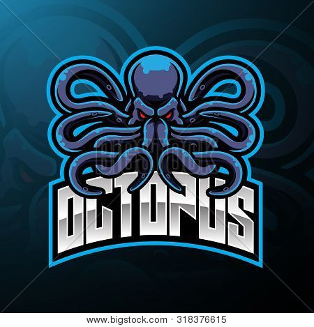 Octopus Sport Mascot Logo Design With Text