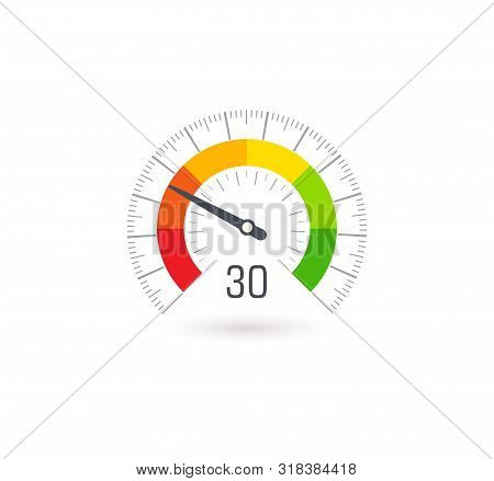Business Meter, Indicator Icon With Colorful Segments. Infographic For Business Rating And Quality C