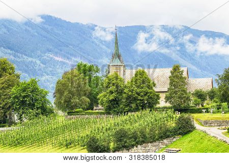 Ullensvang  Old Church Located In Lofthus, Norway