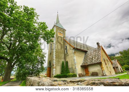 Ullensvang  Old Church Located In Lofthus, Norway