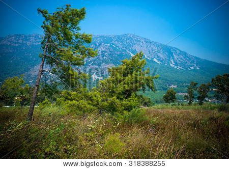Mountain landscape. Akyaka city, Turkey