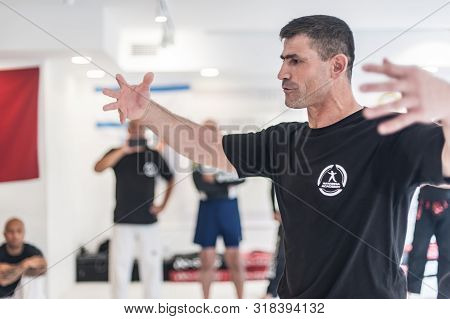Kapap Instructor Altin Qoku With Large Group Of His Students
