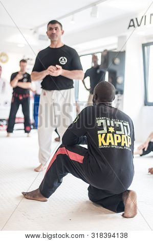 Kapap Instructor Altin Qoku With Large Group Of His Students