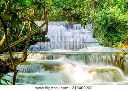 Huai Mae Khamin Waterfall On Winter Season, Huai Mae Khamin Waterfall Natural Attractions. National 