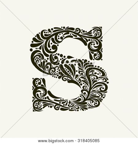 Elegant Capital Letter S In The Style Of The Baroque. To Use Monograms, Logos, Emblems And Initials.