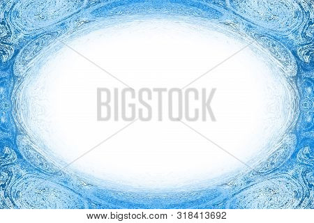Frame Template With Pattern Borders And Oval Copy Space To Add Text Or Image. Water Like Structure W