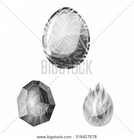 Vector Illustration Of Monster And Fantasy Sign. Set Of Monster And Big Stock Vector Illustration.