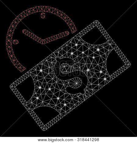 Glowing Mesh Rent Recurring Payment With Glare Effect. Abstract Illuminated Model Of Rent Recurring 