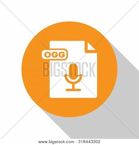 White Ogg File Document. Download Ogg Button Icon Isolated On White Background. Ogg File Symbol. Ora