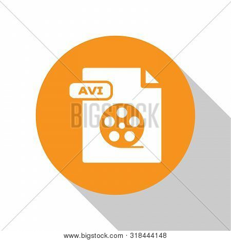 White Avi File Document. Download Avi Button Icon Isolated On White Background. Avi File Symbol. Ora