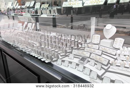 London England - June 2, 2019: Hatton Garden Jewellery District Jewellery Display London Uk