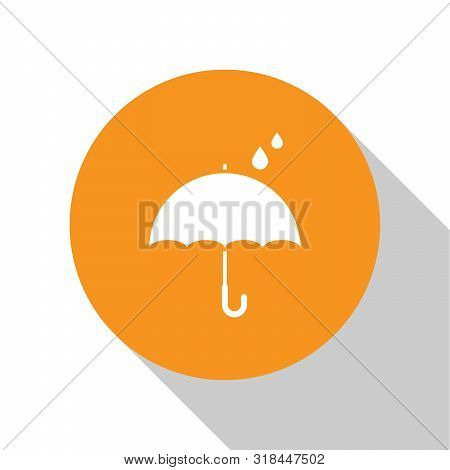White Umbrella And Rain Drops Icon Isolated On White Background. Waterproof Icon. Protection, Safety