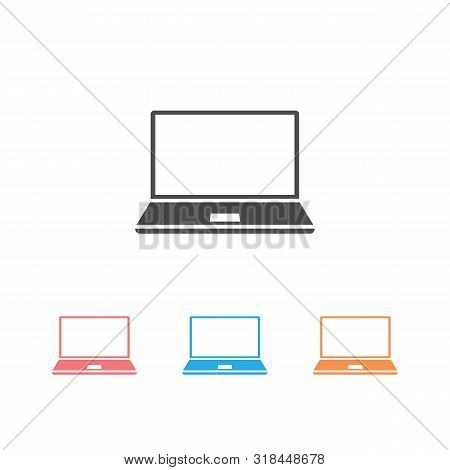 Laptop Device Icon Set, Office Appliances - Stock Vector