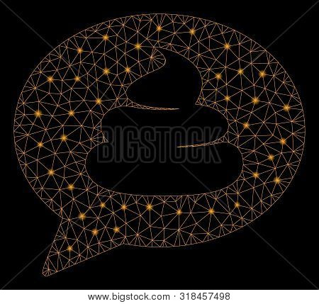 Glossy Mesh Shit Idea Balloon With Lightspot Effect. Abstract Illuminated Model Of Shit Idea Balloon