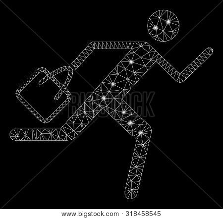 Flare Mesh Shopping Running Man With Lightspot Effect. Abstract Illuminated Model Of Shopping Runnin
