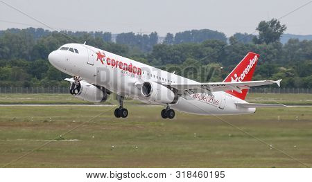 Airplane Takes Off From Dusseldorf Airport