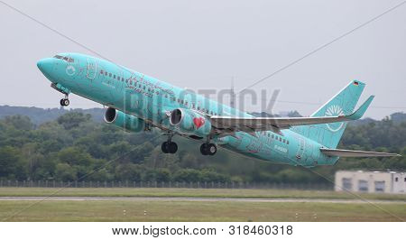 Airplane Takes Off From Dusseldorf Airport