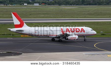 Airplane Taxi In Dusseldorf Airport