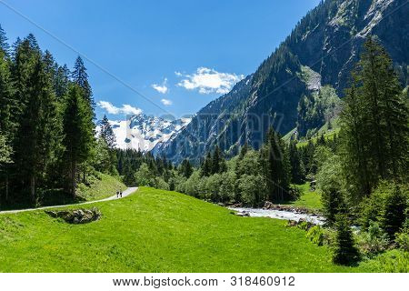 Summer Alps Mountain Scenery On Way To Stillup Valley, Austria, Tirol