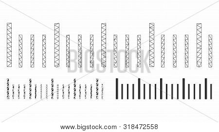 Mesh Ruler Graduation Model With Triangle Mosaic Icon. Wire Carcass Polygonal Mesh Of Ruler Graduati