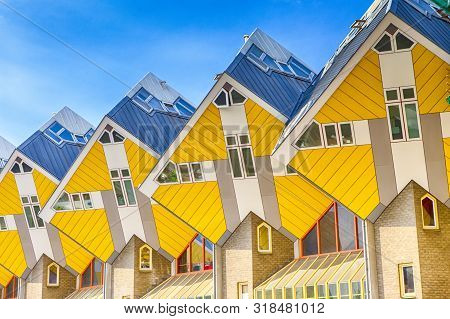Rotterdam, The Netherlands -may 11, 2017: Modern City Architecture Design Elements Known As Cubic Ho