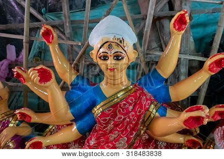 Clay Idol Face Of Goddess Durga