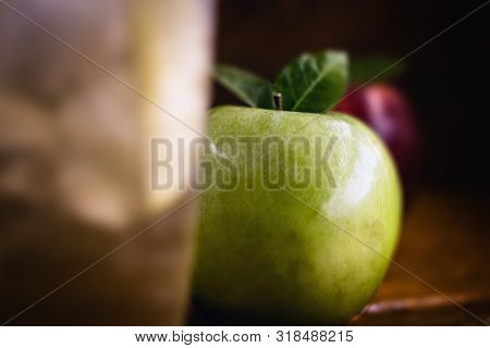 Apple Spritzer (apfelschorle) Pitcher, Glass Pitcher Of Homemade Spritzer Served With Crushed Ice An