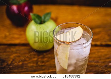 Apple Spritzer (apfelschorle) Pitcher, Glass Pitcher Of Homemade Spritzer Served With Crushed Ice An